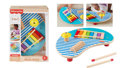 Fisher-Price Wooden Musical Table With Percussion instruments HXT91 2+