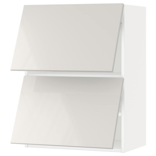 METOD Wall cabinet horizontal w 2 doors, white/Ringhult light grey, 60x80 cm