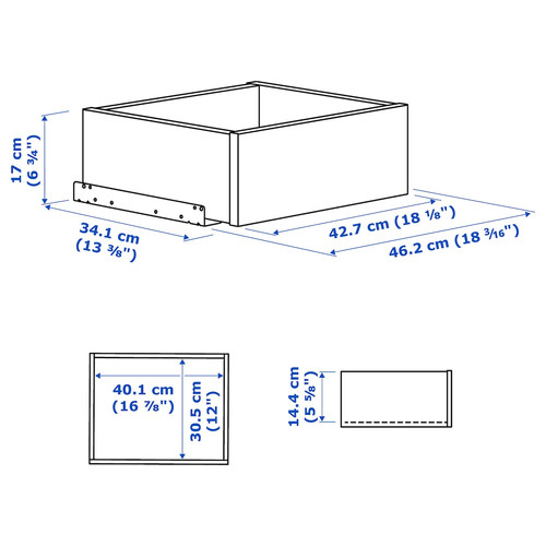 KOMPLEMENT Drawer with framed front, dark grey, 50x35 cm