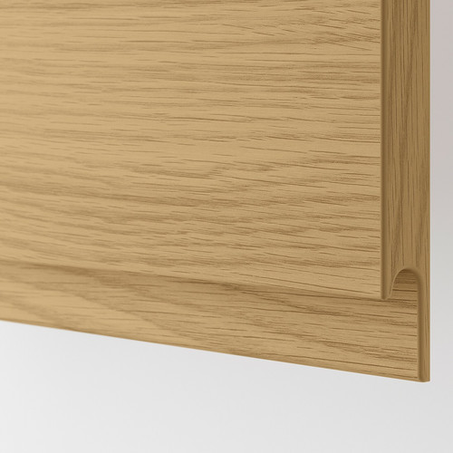 METOD Wall cb f extr hood w shlf/door, white/Voxtorp oak effect, 60x60 cm