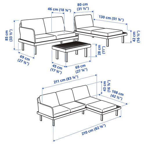 REVSKÄR 3-seat conversation set, outdoor anthracite/Järpön/Duvholmen anthracite