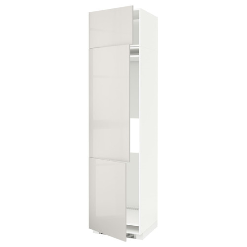 METOD High cab f fridge/freezer w 3 doors, white/Ringhult light grey, 60x60x240 cm