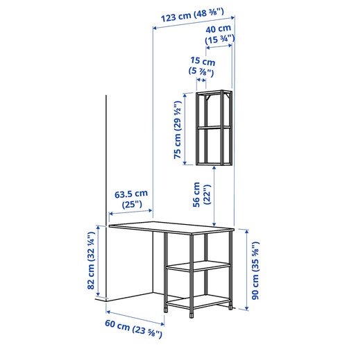 ENHET Storage combination, white, 101.5x63.5x222 cm