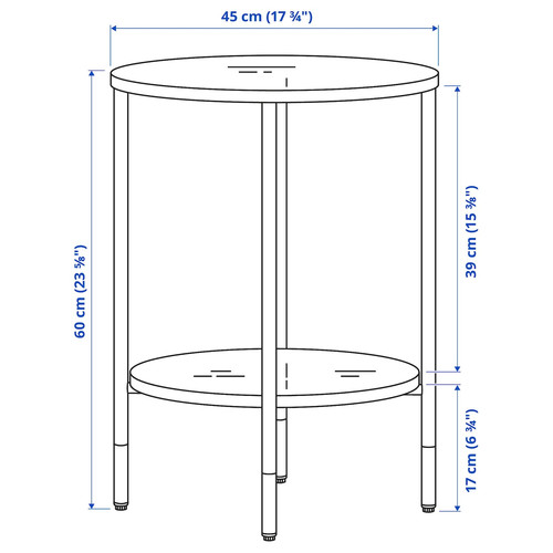 ÄSPERÖD Side table, black, glass black, 45 cm