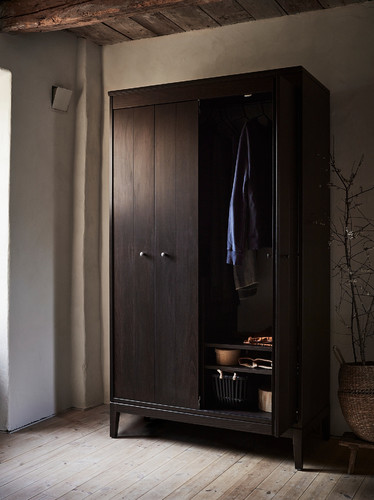 IDANÄS Wardrobe, dark brown stained, 121x211 cm