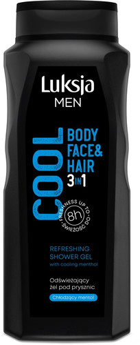 Luksja Men Shower Gel Body, Face & Hair 3in1 Cool 90% Natural Vegan 500ml