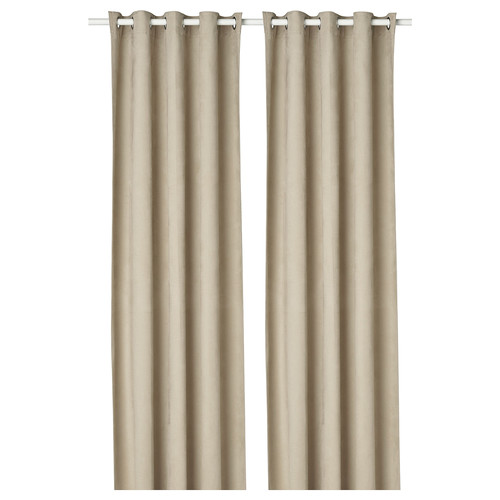 BIRTNA Block-out curtains, 1 pair, beige, 145x300 cm