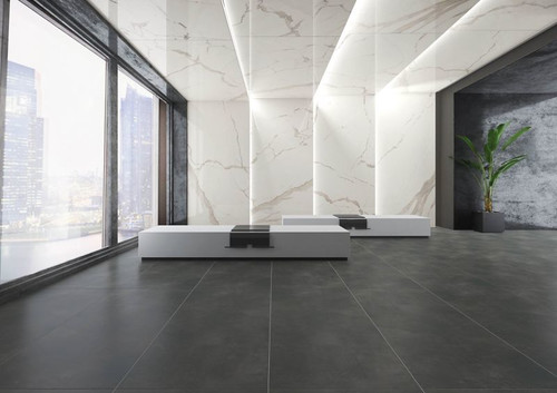 Gres Floor Tile Luna 120 x 60 cm, anthracite, lappato, 2.16 sqm