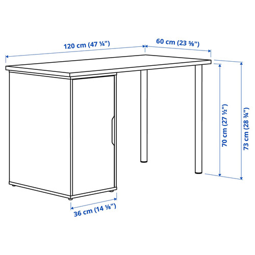 LAGKAPTEN / ALEX Desk, white/anthracite, 120x60 cm