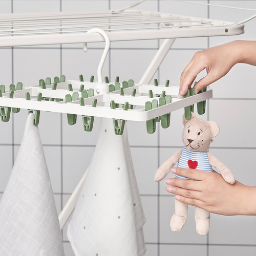 SLIBB Hang dryer 24 clothes pegs, green