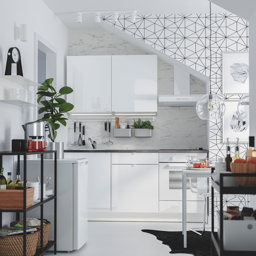 KNOXHULT Kitchen, high-gloss white, 180x61x220 cm