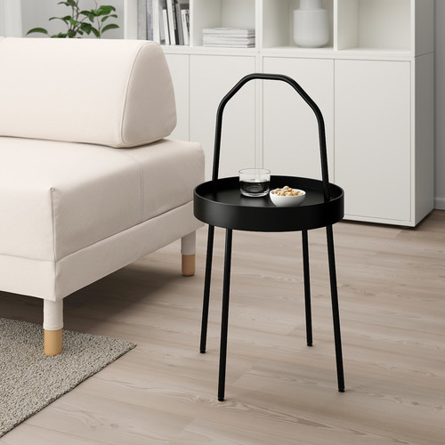 BURVIK Side table, black, 38 cm