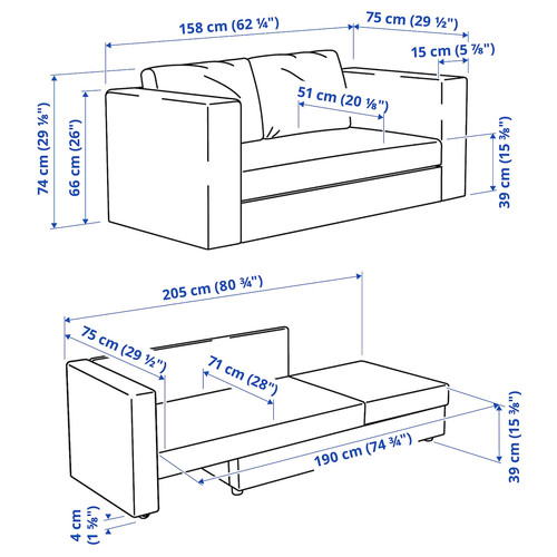 SKÖNABÄCK 2-seat sofa-bed, Knisa dark grey