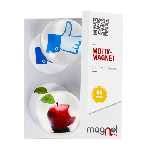 Glass Motiv Magnet 3.5cm 2pcs Like/Apple
