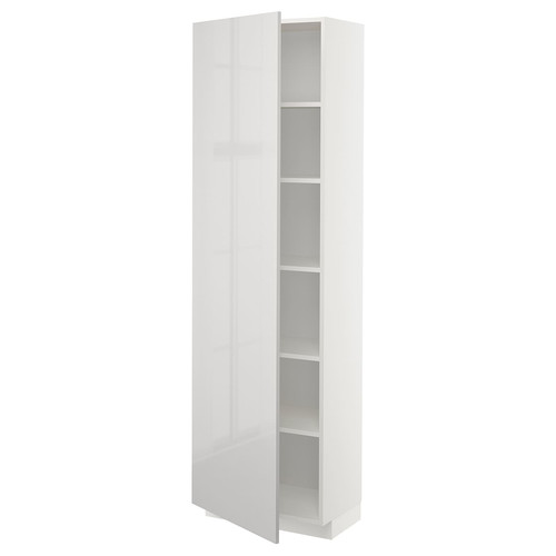 METOD High cabinet with shelves, white/Ringhult light grey, 60x37x200 cm