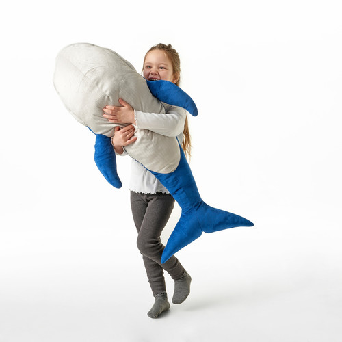 BLÅVINGAD Soft toy, blue whale, 100 cm