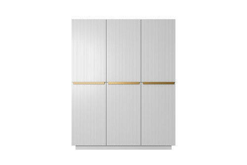 Wardrobe with Drawer Unit Nicole 150 cm, matt white, gold handles