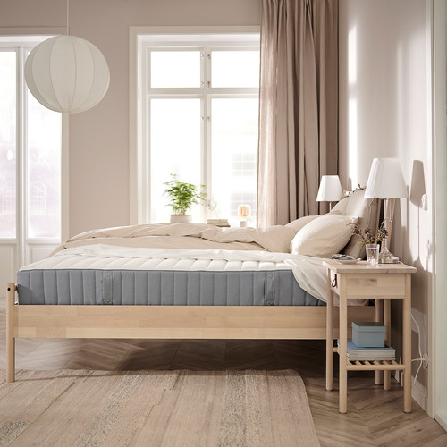 VALEVÅG Pocket sprung mattress, medium firm/light blue, 80x200 cm