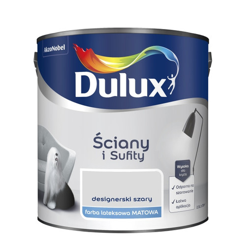 Dulux Walls & Ceilings Matt Latex Paint 2.5l designer grey