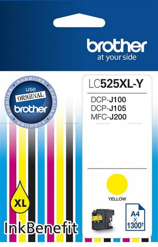 Brother Ink LC525XLY YEL 1300sh for DCPJ100/J105/J200