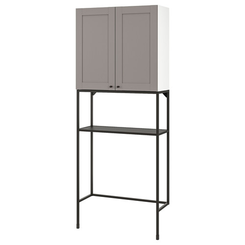 ENHET Storage combination for laundry, anthracite/grey frame, 80x32x204 cm