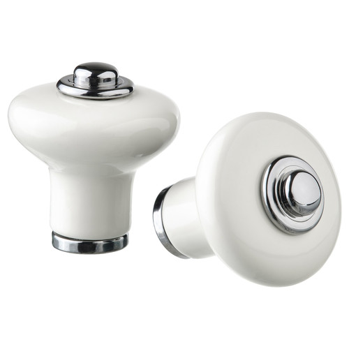 KLINGSTORP Knob, off-white/chrome-plated, 23 mm