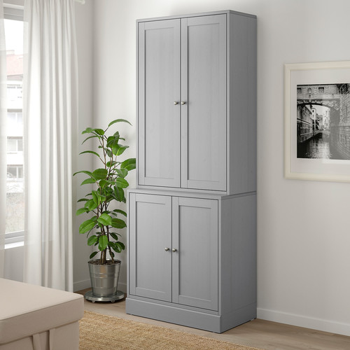 HAVSTA Storage combination with doors, grey, 81x47x212 cm