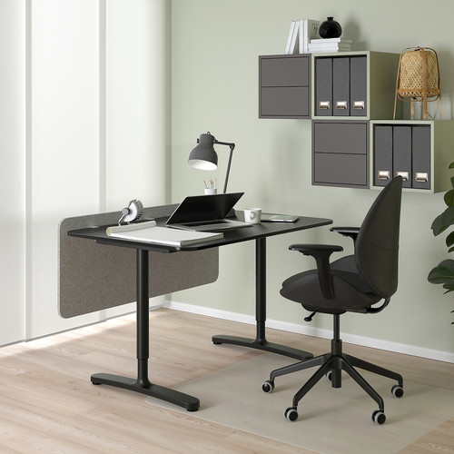 EILIF Screen for desk, grey, 120x48 cm