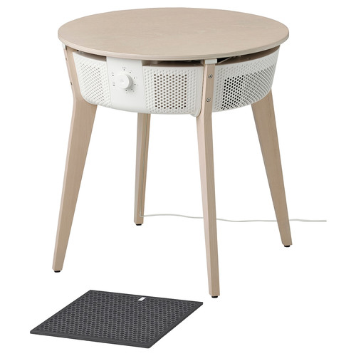 STARKVIND Table with air purifier, additional gas filter stained oak veneer/white