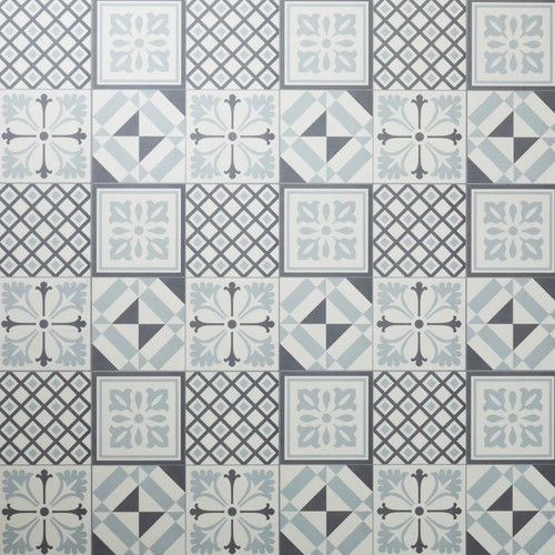 GoodHome Vinyl Flooring 30.5 x 30.5 cm, black & white cement tiles, 1.30 sqm, Pack of 14