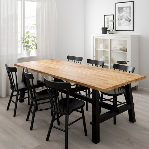 SKOGSTA / NORRARYD Table and 6 chairs, acacia, black, 100x235 cm