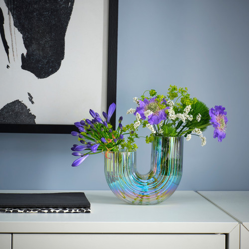 RÄFFELBJÖRK Vase, mother-of-pearl colour, 12 cm