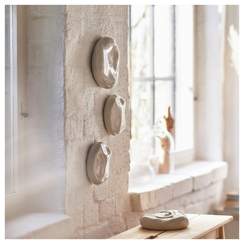 TRÄDGRÄNSEN Wall decoration, set of 2, ceramic/stones beige