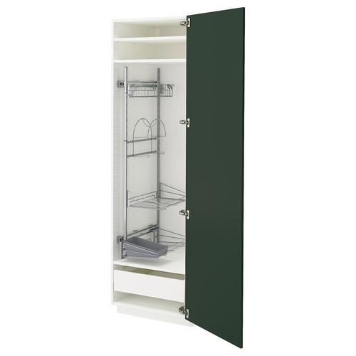 METOD / MAXIMERA High cabinet with cleaning interior, white/Havstorp deep green, 60x60x200 cm