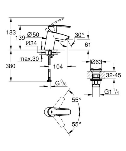 Grohe Bathroom Sink Tap Start New, click-clack stopper