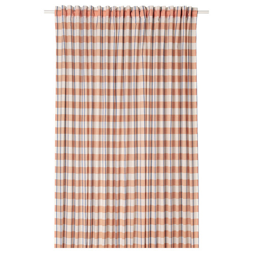 GLANSHAGTORN Curtain, 1 piece, orange white/blue, 300x250 cm