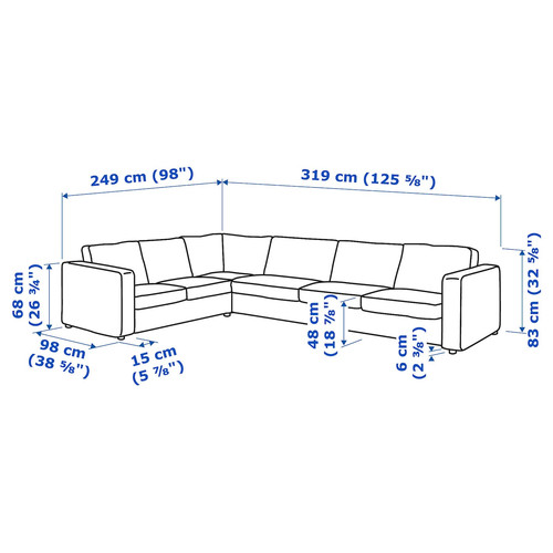 VIMLE Corner sofa, 5-seat, Gunnared beige