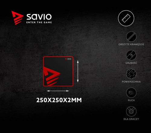 Savio Gaming Mousepad Mouse Pad Turbo Dynamic S 250x250 mm