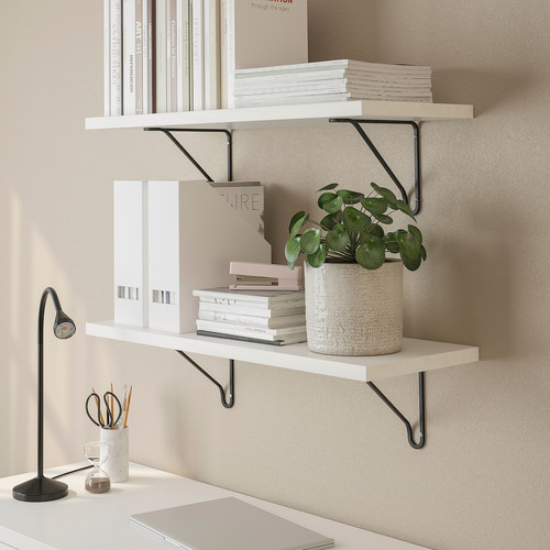 BERGSHULT / FÖRLÄGGARE Wall shelf, black/white, 80x30 cm