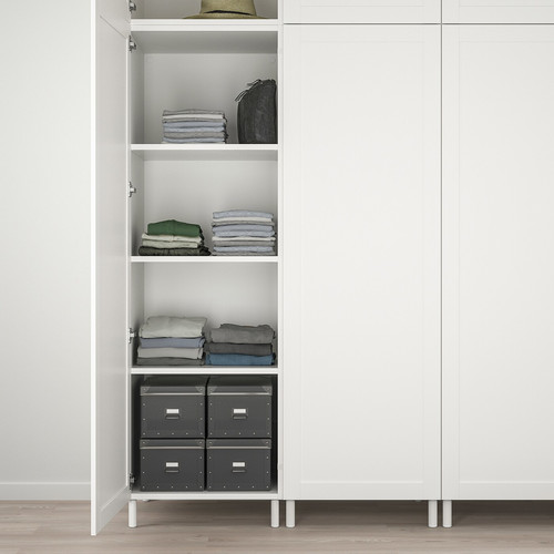 PLATSA Wardrobe with 9 doors, white Sannidal/white, 300x57x271 cm