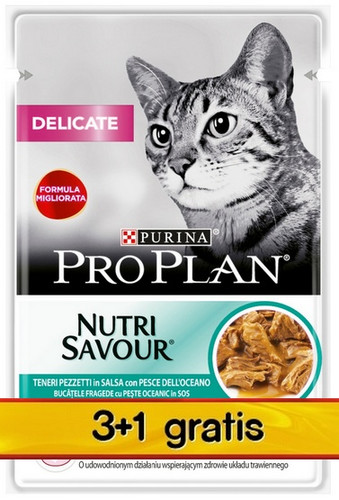 Purina Pro Plan Cat Nutri Savour Ocean Fish in Gravy Wet Cat Food 3+1 x 85g