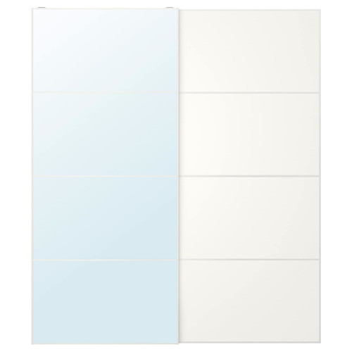 AULI / MEHAMN Pair of sliding doors, white mirror glass/double sided white, 200x236 cm