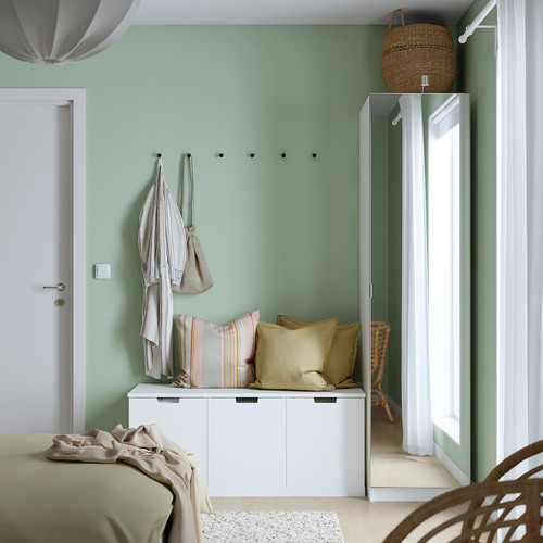 PAX / ÅHEIM Wardrobe combination, white/mirror glass, 50x60x201 cm