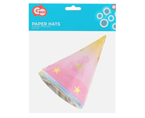 Party Paper Hats Gold Stars 6pcs