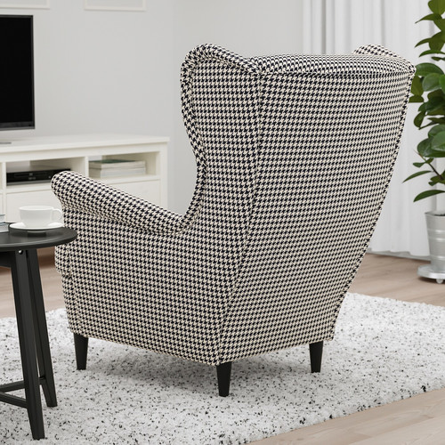 STRANDMON Wing chair, Vibberbo black/beige