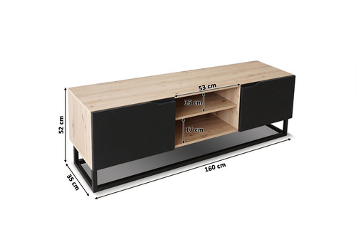 TV Cabinet Loftia Mini, metal base, artisan/matt black