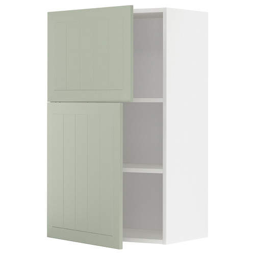 METOD Wall cabinet with shelves/2 doors, white/Stensund light green, 60x100 cm