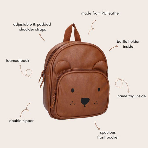 Kidzroom Children's Backpack Beary, cognac