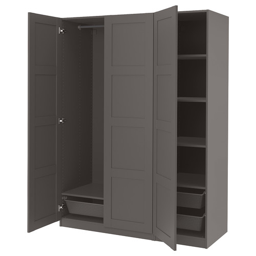 PAX / BERGSBO Wardrobe combination, dark grey, 150x60x201 cm