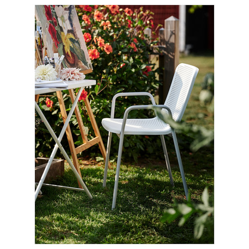 TORPARÖ Chair with armrests, outdoor, white